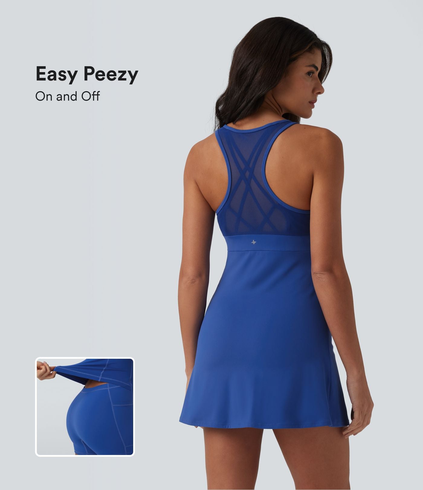 Robe sport SoftlyZero™ en peluche ultra-douce, dos nageur, col U, sans manches, soutien-gorge intégré et poches - Édition Easy Peasy