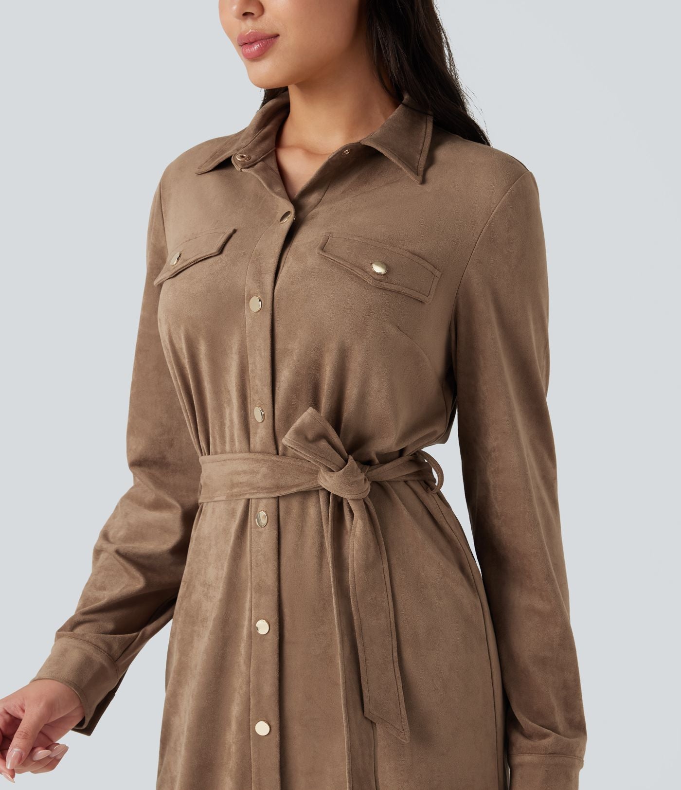Robe courte col tailleur manches longues