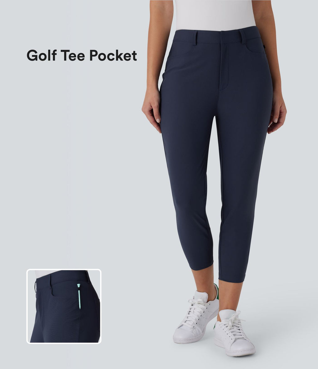 Pantalon de Golf Capri Taille Moyenne avec Poches Multiples, Coupe Fuselée, Séchage Rapide - Avec Poche pour Tees - Protection UPF40+