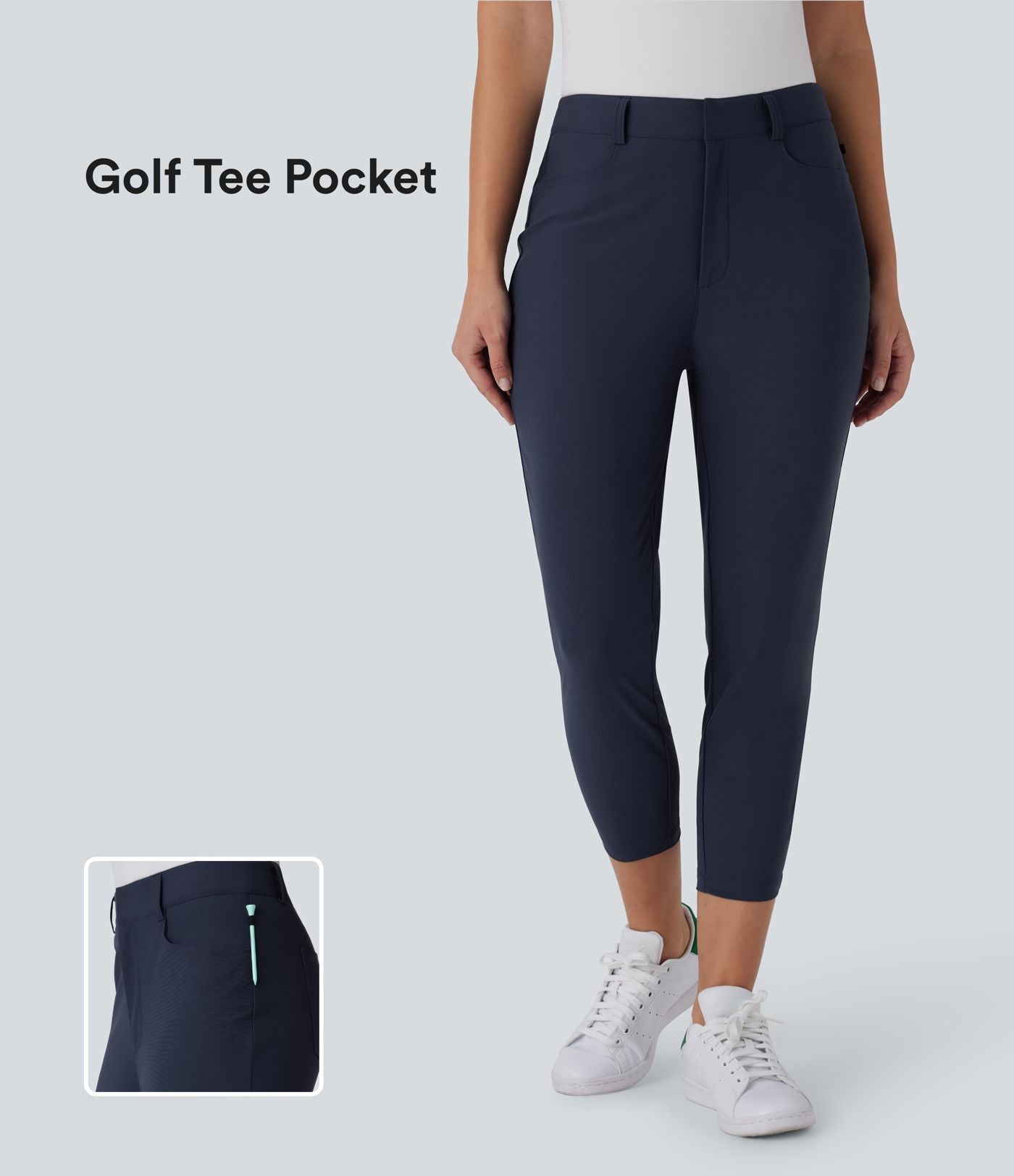 Pantalon de Golf Capri Taille Moyenne avec Poches Multiples, Coupe Fuselée, Séchage Rapide - Avec Poche pour Tees - Protection UPF40+