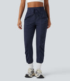 Jogging de danse fuselé froncé séchage rapide effet frais InstantCool taille haute avec cordon de serrage et poches, protection solaire UPF40+