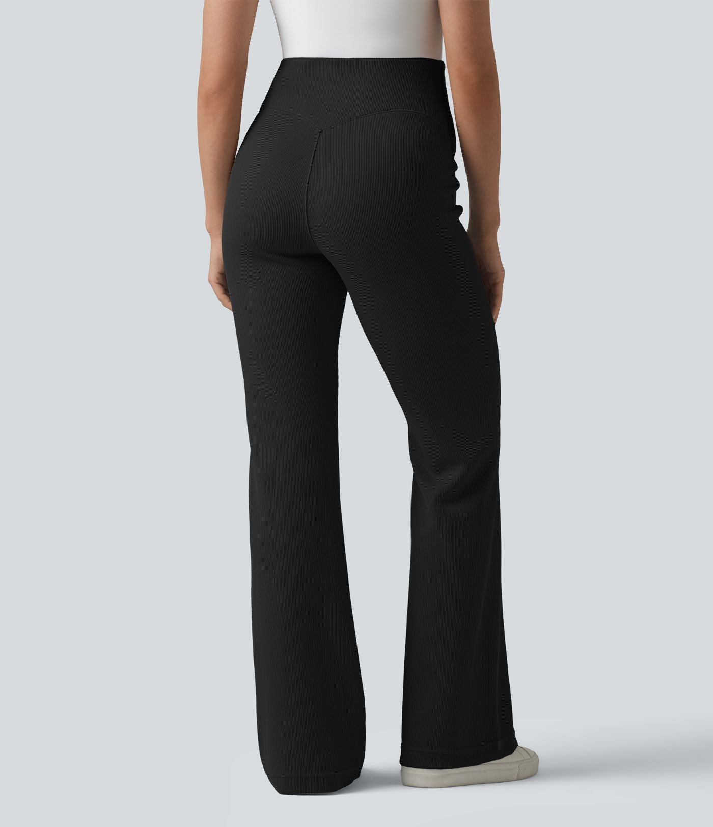 Pantalon évasé casual SpacerTek™ taille haute gainant en maille côtelée à poche