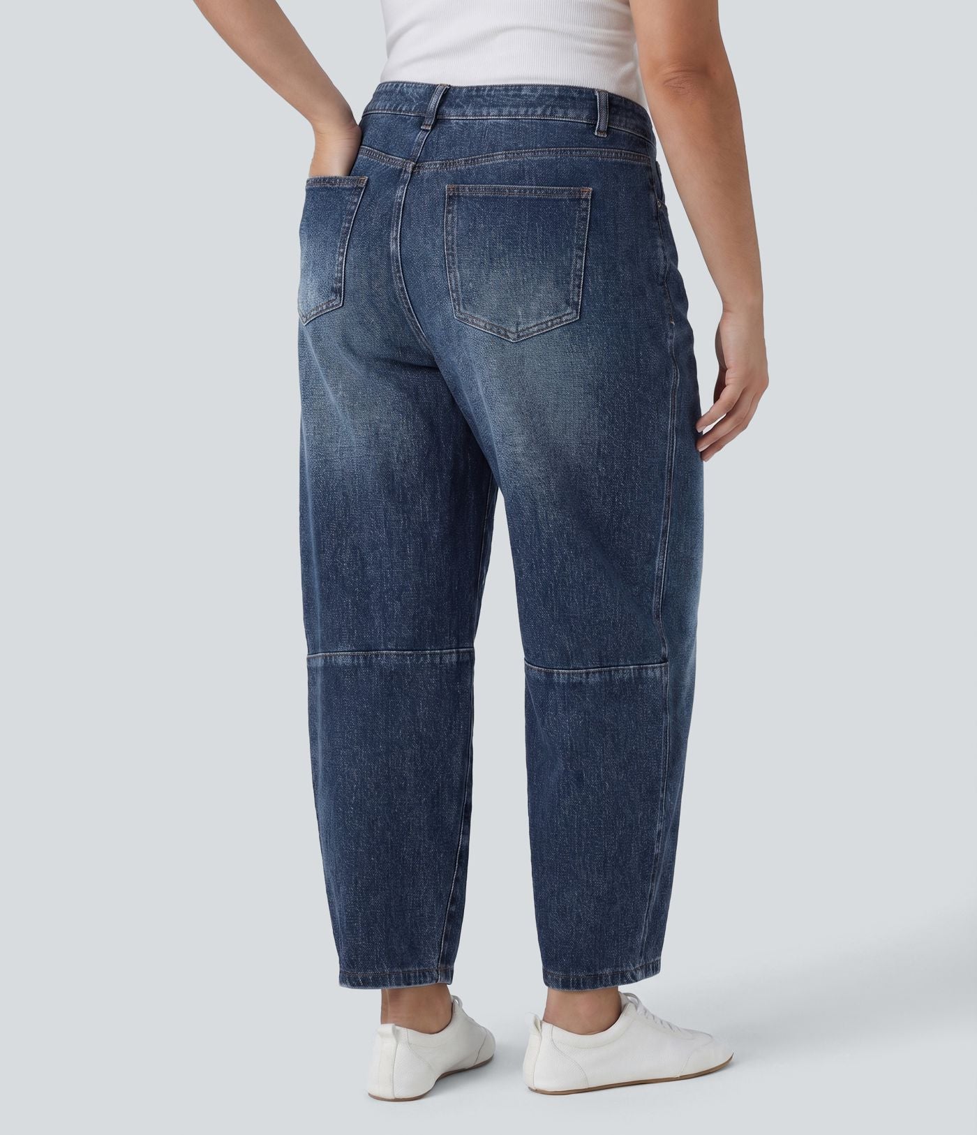 Halara Flex™ Jean barrel grande taille coupe ballon taille basse avec poches