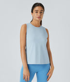 Top Débardeur Yoga Uni à Ourlet Croisé et Découpe