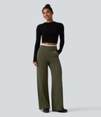Pantalon casual SpacerTek™ large taille haute avec poches zippées