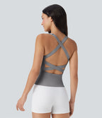 Débardeur de course crop top dos nu col carré bretelles croisées Softlyzero™ Airy Cool Touch - longueur rallongée - UPF50+