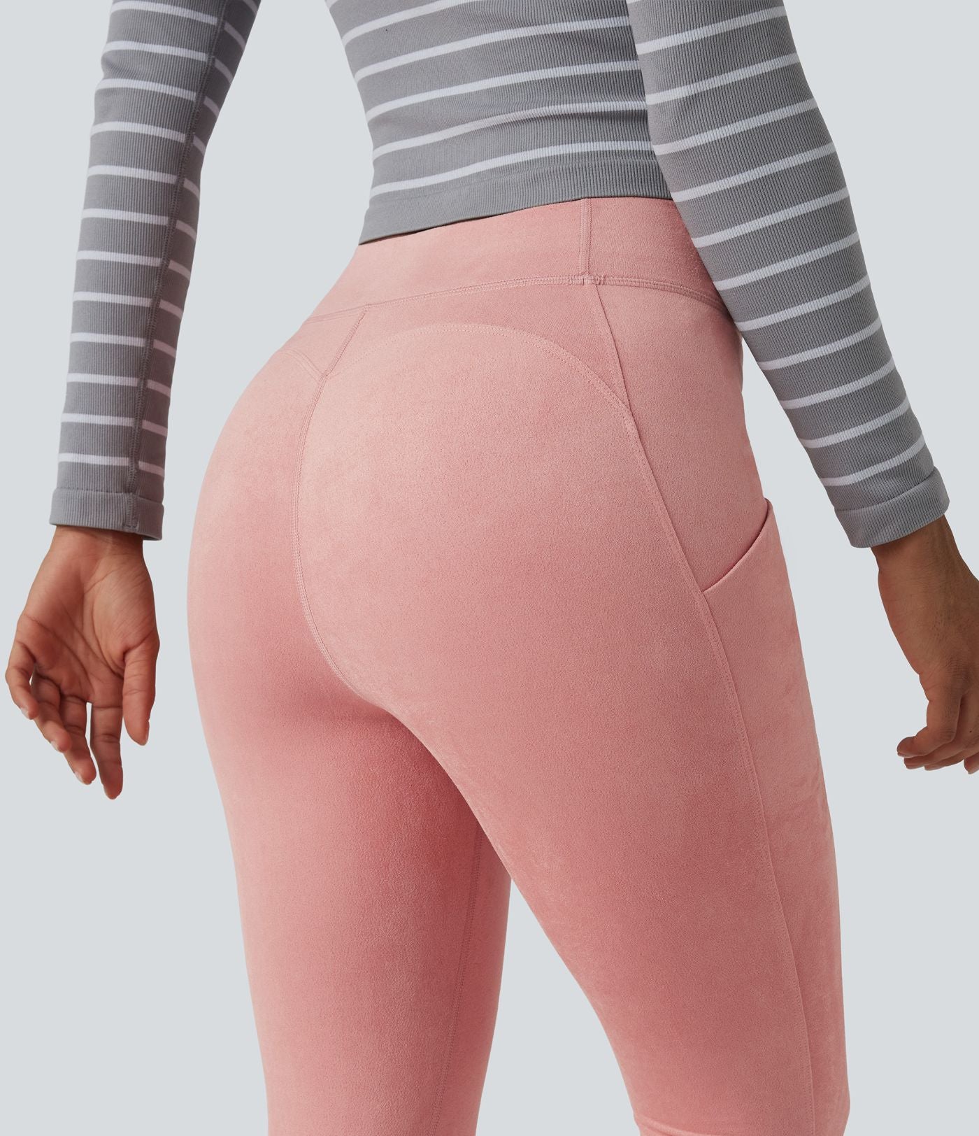 Legging casual taille haute en daim avec poches