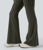 Pantalon évasé d'entraînement gainant froncé taille haute DayStretch avec poches