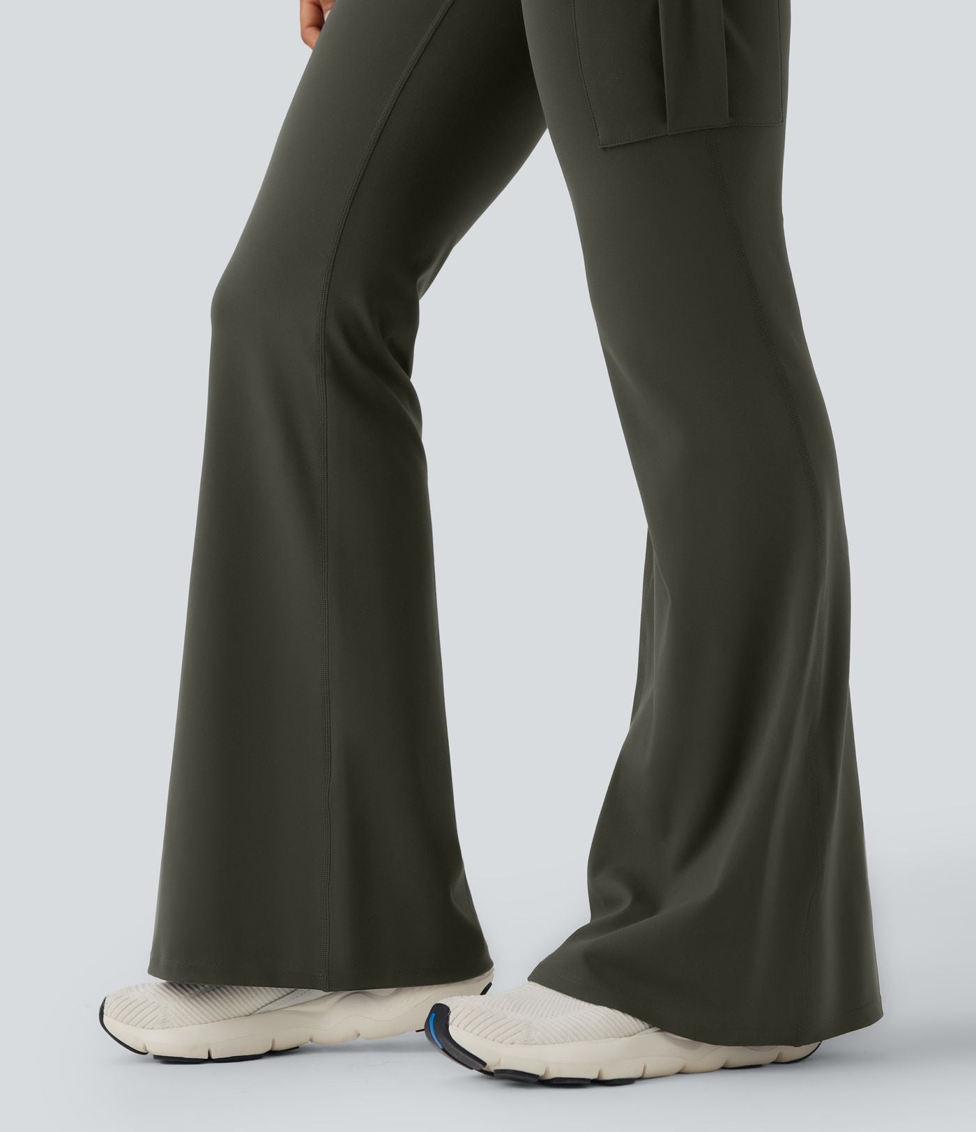 Pantalon évasé d'entraînement gainant froncé taille haute DayStretch avec poches