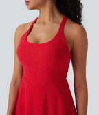 Robe-short 2-en-1 mini de danse active avec dos nu, détail torsadé, dentelle et poches-Easy Peasy