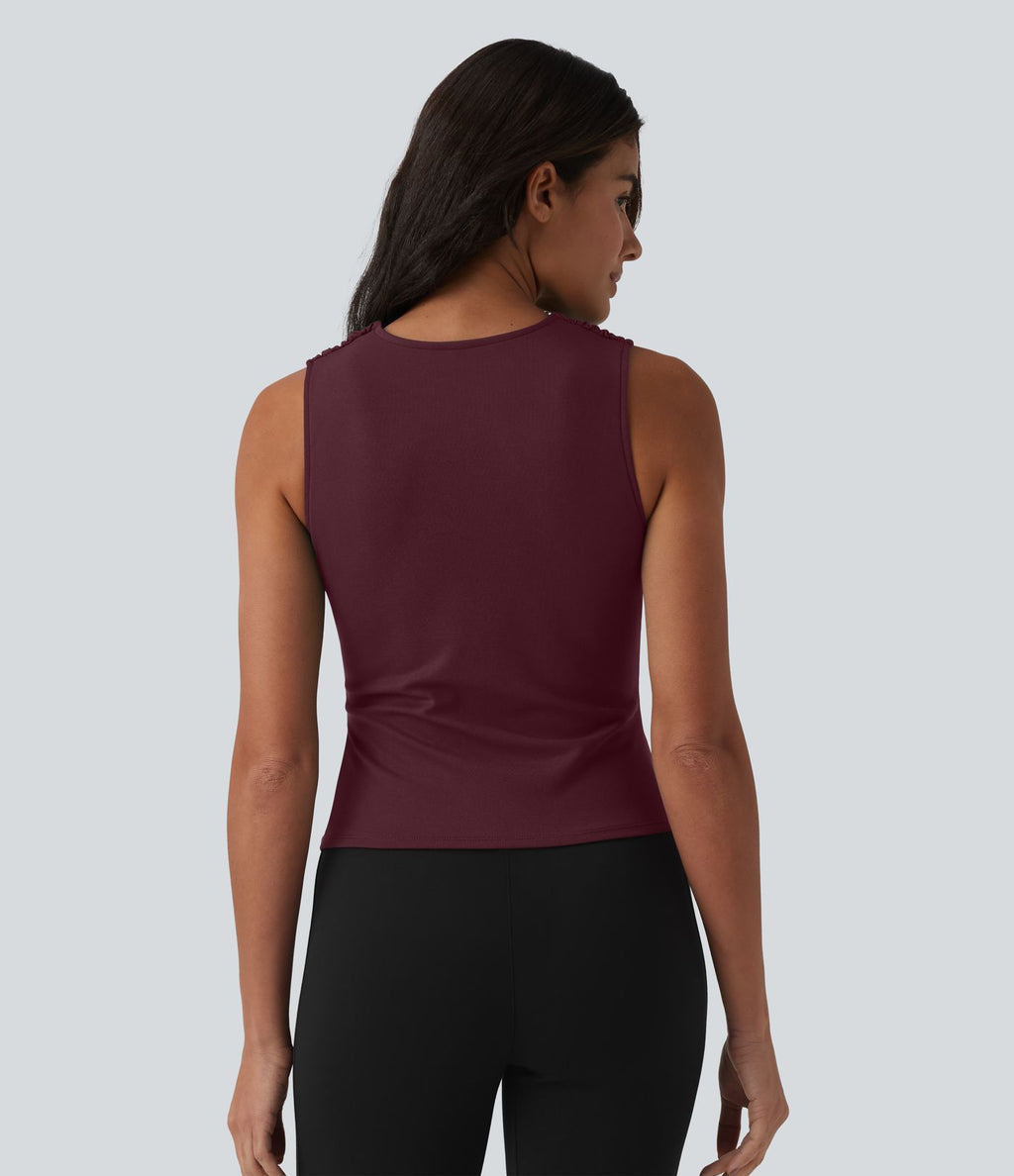 Débardeur tailleur col V avec fronces et brassière intégrée
