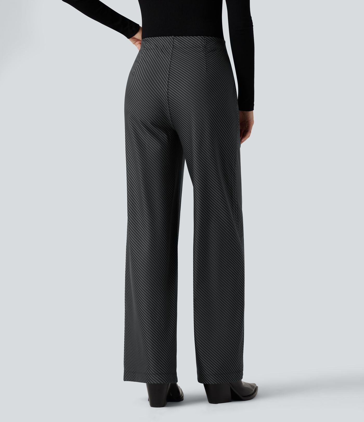 Pantalon de travail Halara Flex™ droit à rayures, taille haute, avec poches
