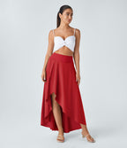 Jupe Longue Casual Breezeful™ Taille Haute à Volants 2en1 Fluide Sèchement Rapide Quotidien Maxi