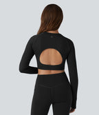 OneForm Seamless Flow Top de sport court yoga dos nu à manches longues raglan avec passants pouces