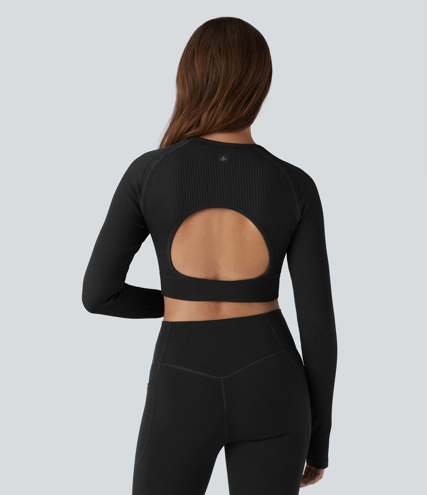 OneForm Seamless Flow Top de sport court yoga dos nu à manches longues raglan avec passants pouces