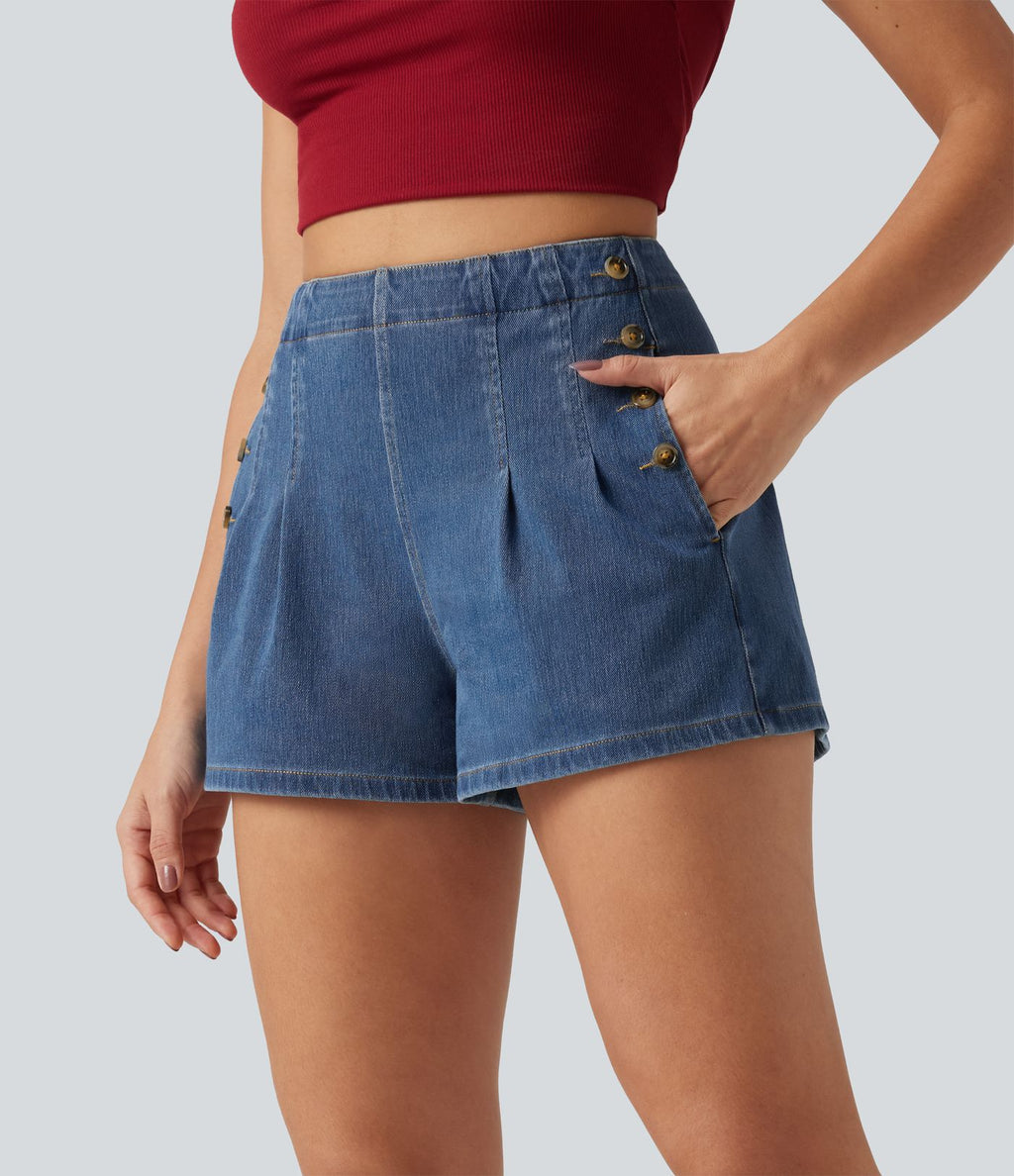 Halara Flex™ Short en denim taille haute 7,5 cm avec poches