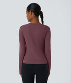 Softlyzero™ Plush Top Sport Yoga Encolure Ronde avec Ourlet Croisé