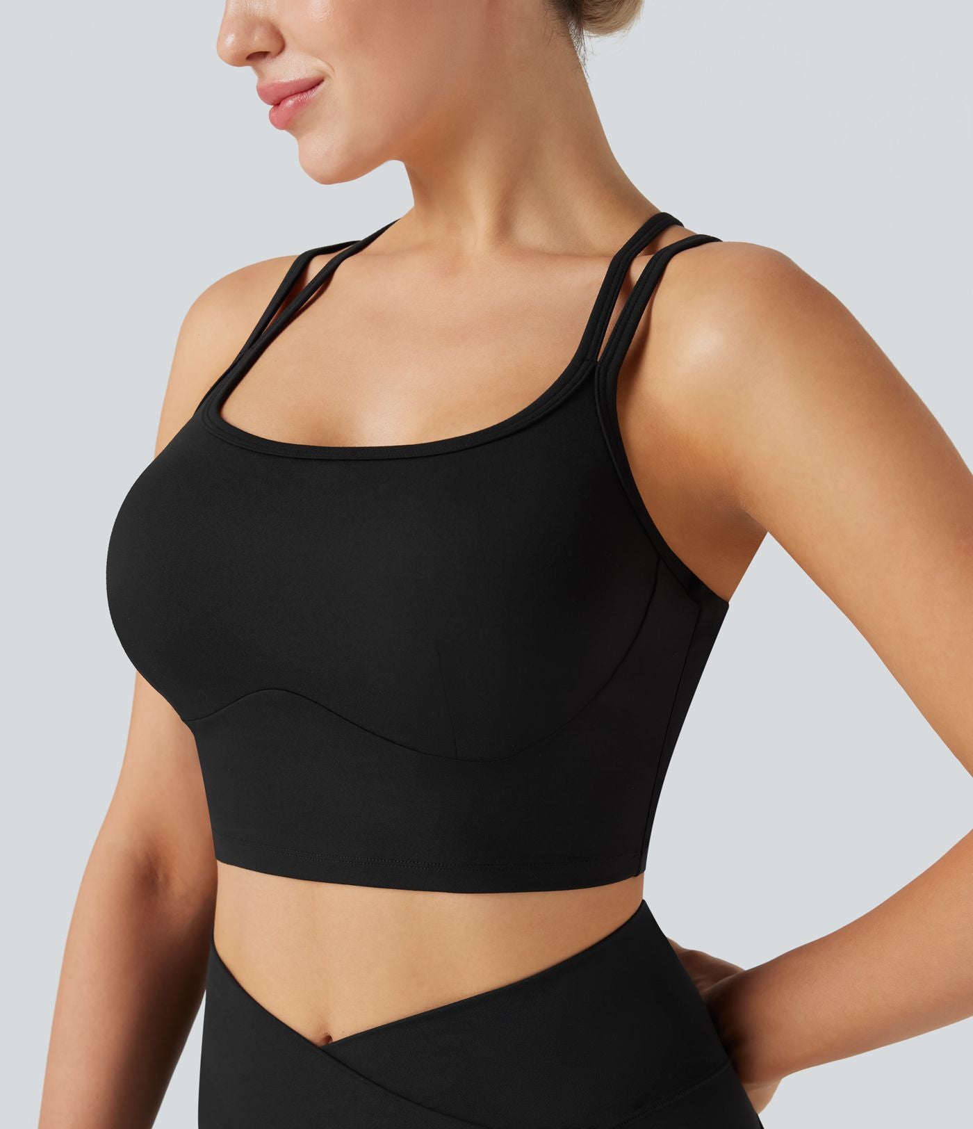 Soutien-gorge de sport yoga SoftlyZero™ Plush soutien souple double bretelles bonnets E-G