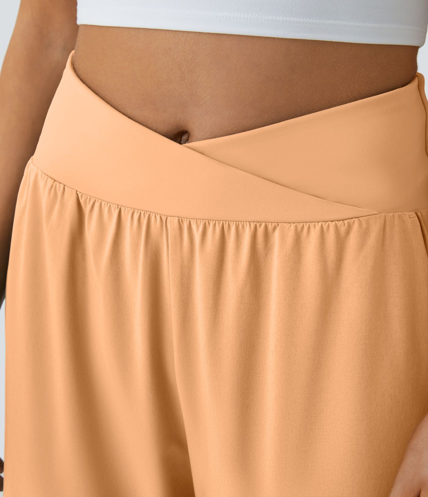 Breezeful™ Pantalon Fluide Vacances Séchage Rapide Taille Haute Croisée Poches Latérales Plissées Fente