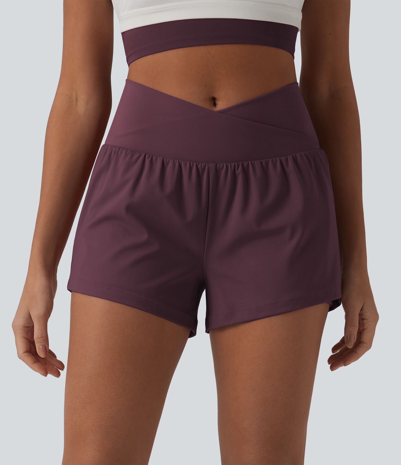 Short de yoga 2-en-1 SoftlyZero™ Airy croisé taille haute 7,5 cm effet frais InstantCool avec poches