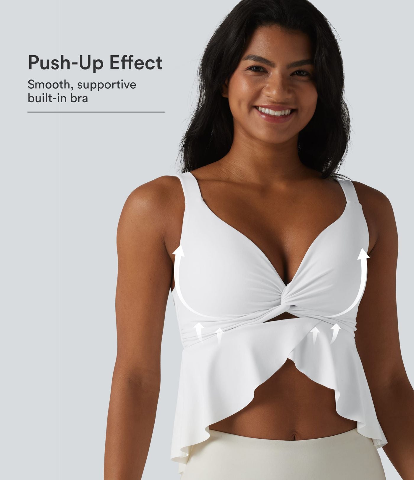 Halara UltraSculpt™ Débardeur de yoga col V push-up coussinets non amovibles ourlet à volants