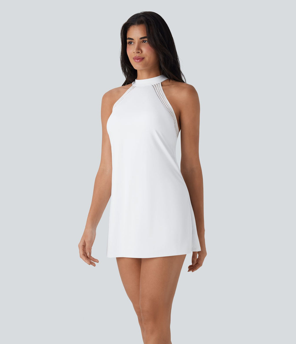 Robe de yoga courte 2-en-1 dos nu à nouer Softlyzero™ Airy Cool Touch avec poche latérale - UPF50+