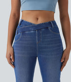Halara Flex™ Jean 7/8 slim asymétrique taille haute croisée avec poches