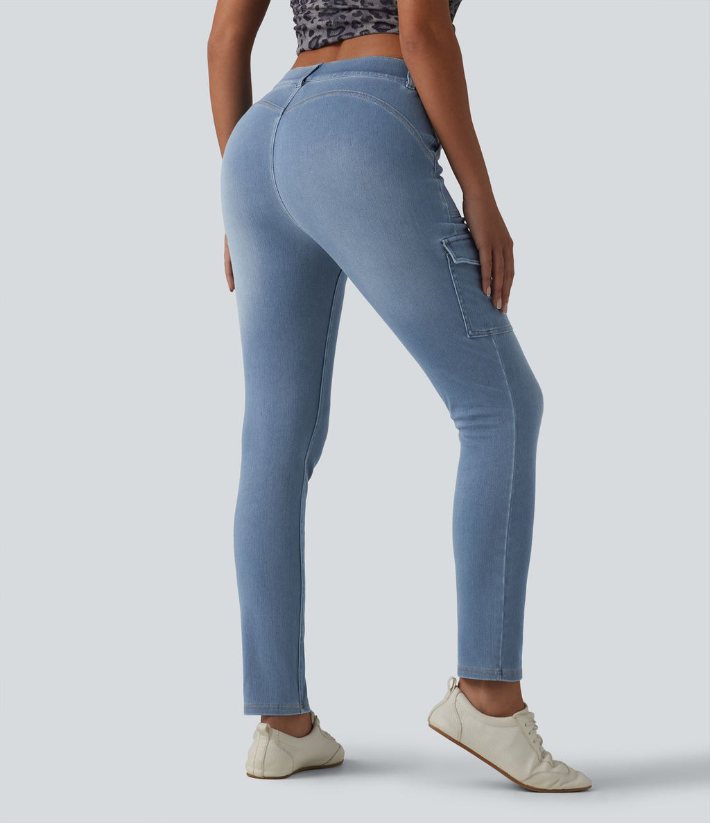 Halara Flex™ Jean skinny casual cargo taille mi-haute avec poches