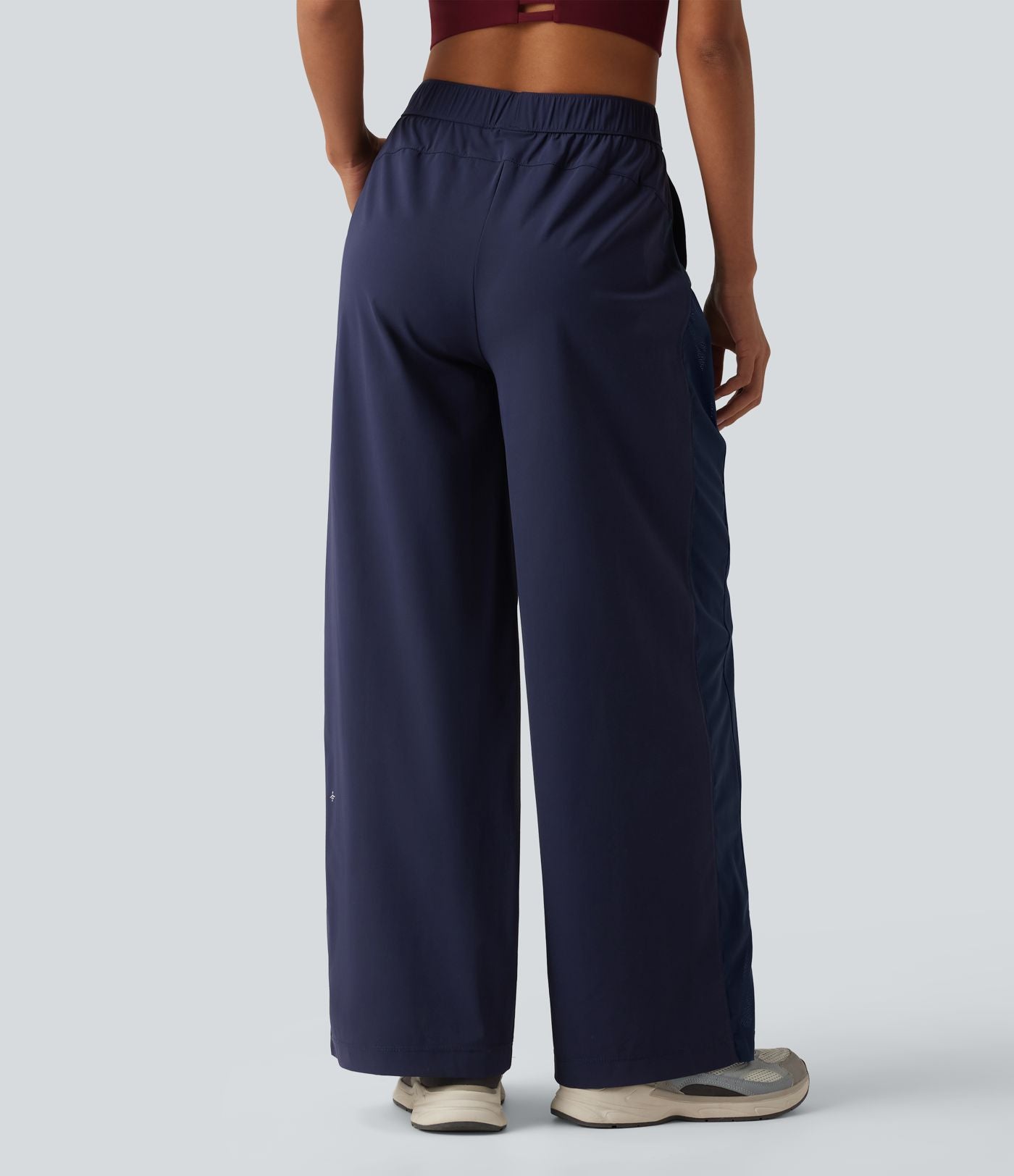 Pantalon sport coupe droite taille mi-haute mesh contrasté effet frais InstantCool séchage rapide avec poches, protection solaire UPF40+