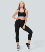 Legging capri yoga taille haute froncé effet push-up sans couture OneForm Seamless Flow