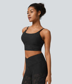 Soutien-Gorge Sport Yoga Cropped à Dentelle Soutien Léger
