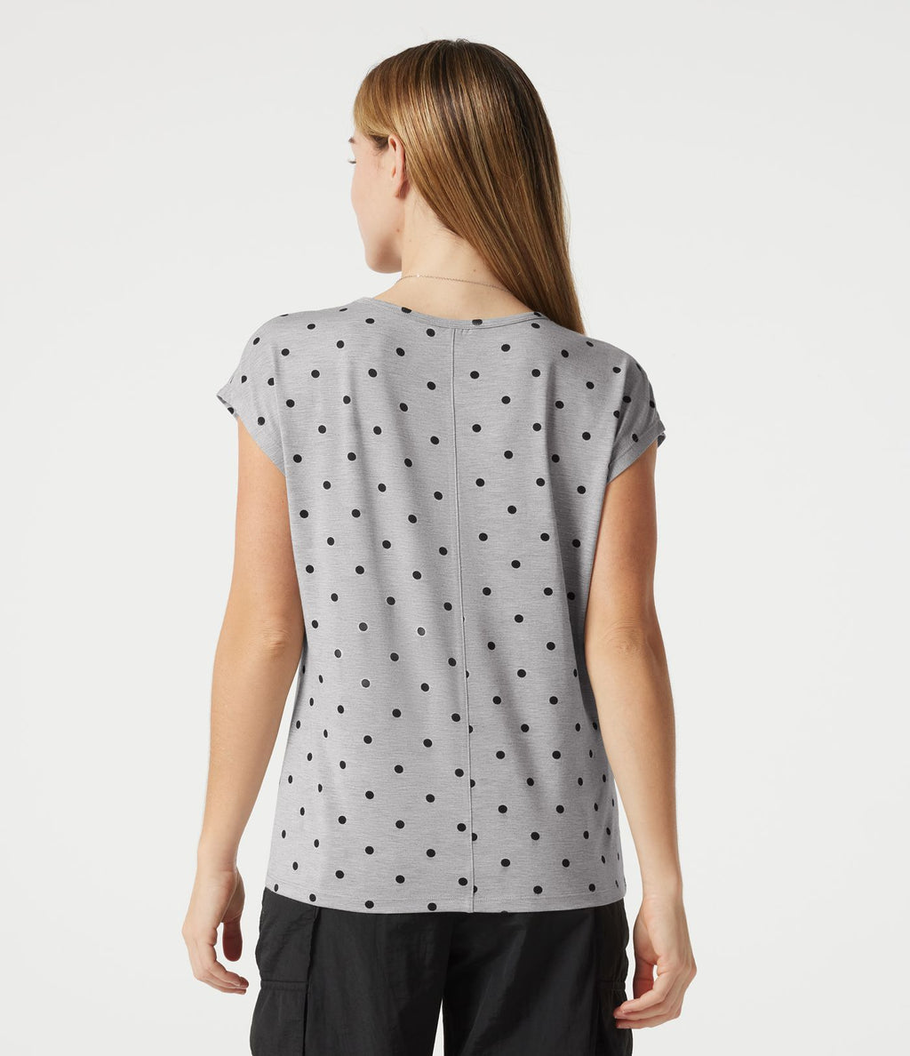 T-shirt casual col V à manches courtes à pois