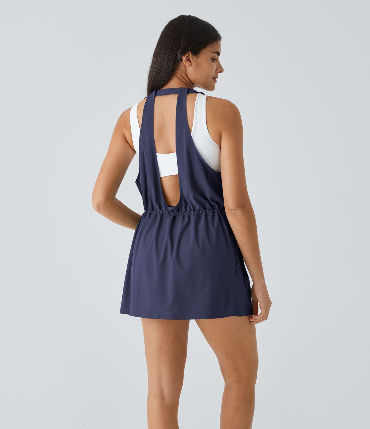 Breezeful™ Robe Sport Randonnée Mini Séchage Rapide 2 Pièces Dos Nu Poches Multiples Cordon de Serrage