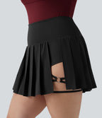 Breezeful™ Jupe-short yoga mini 2-en-1 grande taille à plis et ourlet asymétrique, taille haute, séchage rapide avec poches