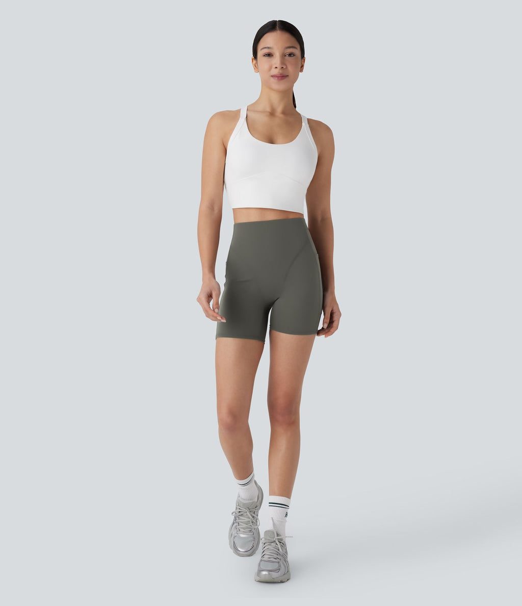 Short cycliste d'entraînement taille haute avec poches latérales 12,5 cm