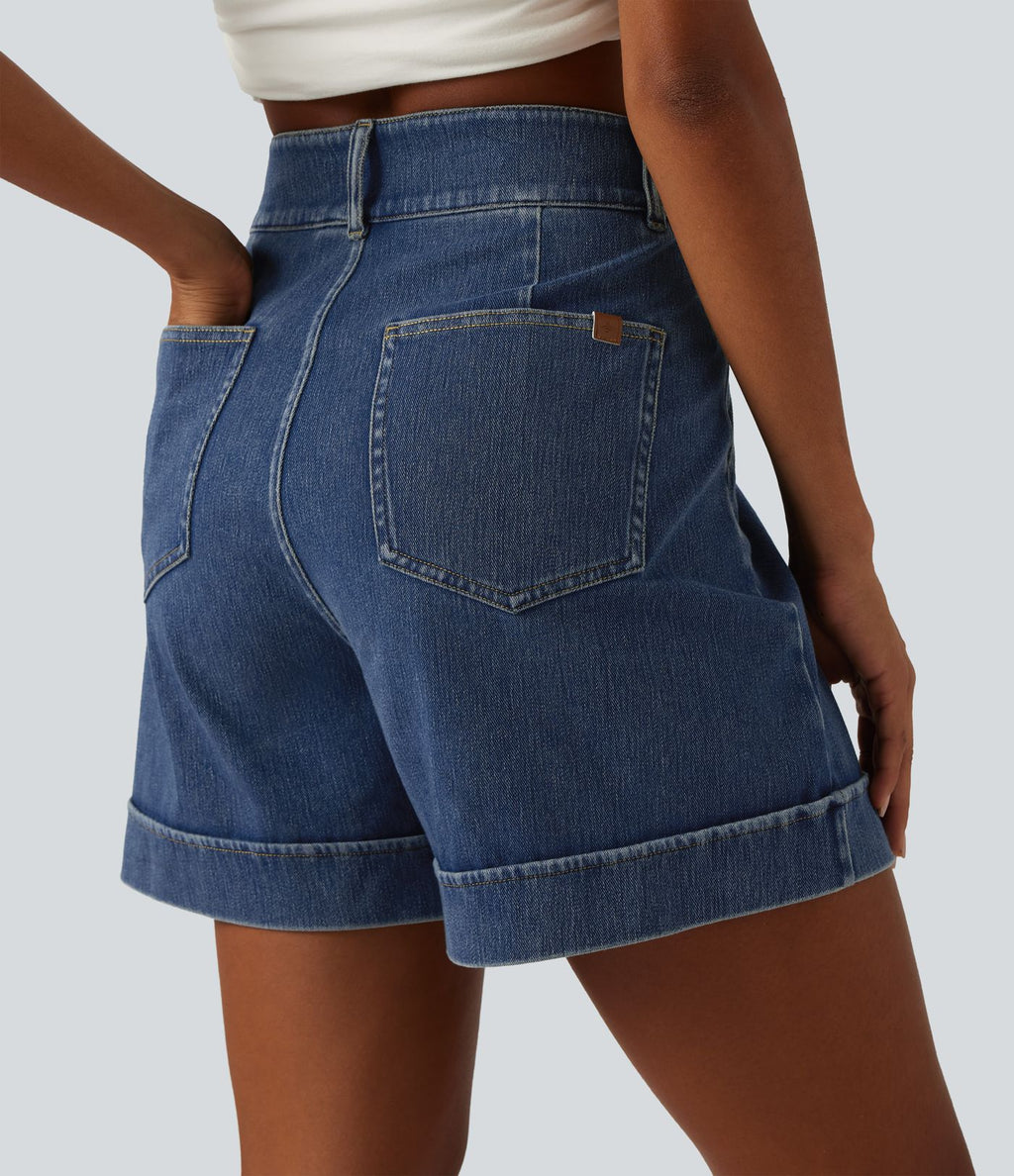 Short en jean casual taille haute Halara Flex™ 12,5 cm avec poches