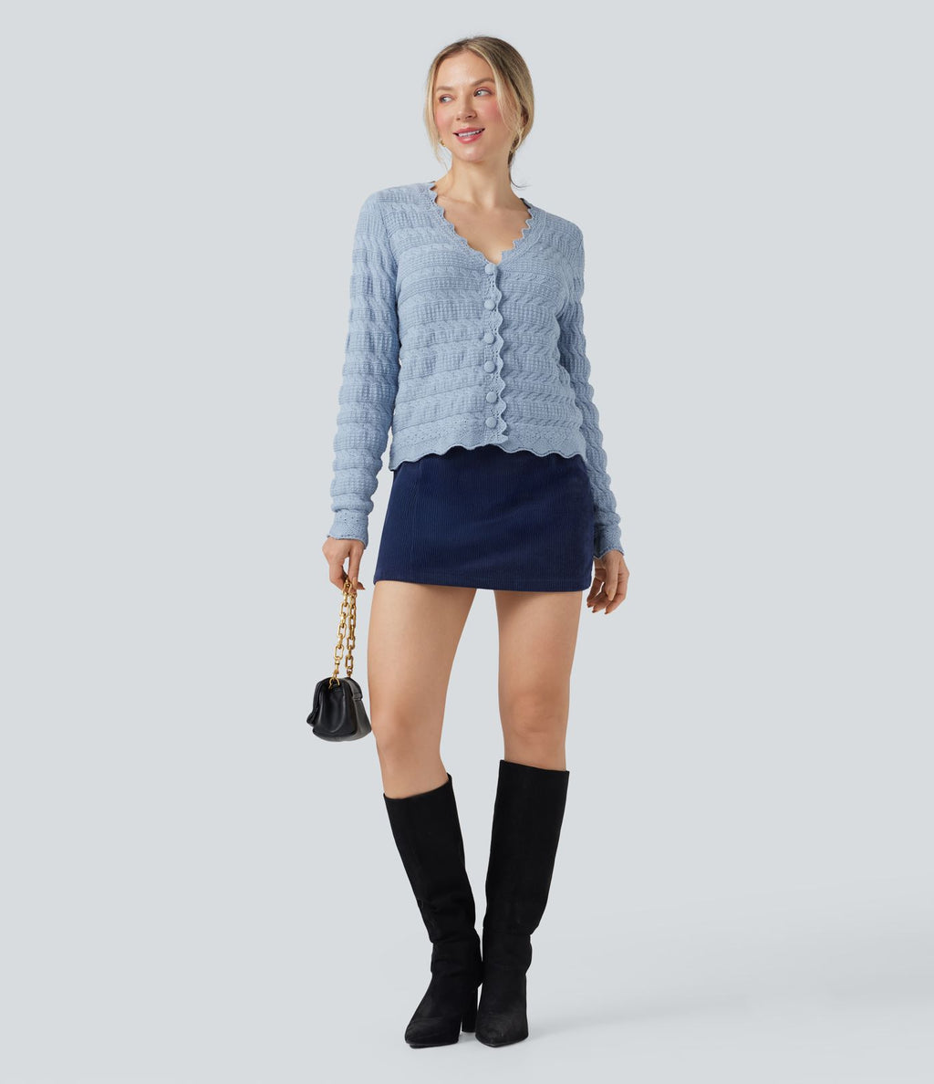 Cardigan décontracté maille pull col V manches longues
