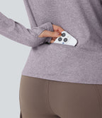 Sweatshirt de sport randonnée à capuche manches longues avec cordon de serrage, trous pour pouces et poche