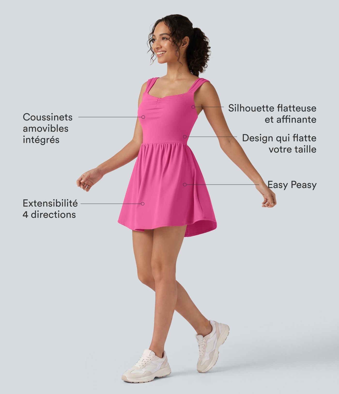 Robe-short mini SoftlyZero™ Plush à encolure cœur avec coussinets amovibles, poches et bonnets B à E, accès facile Easy Peasy