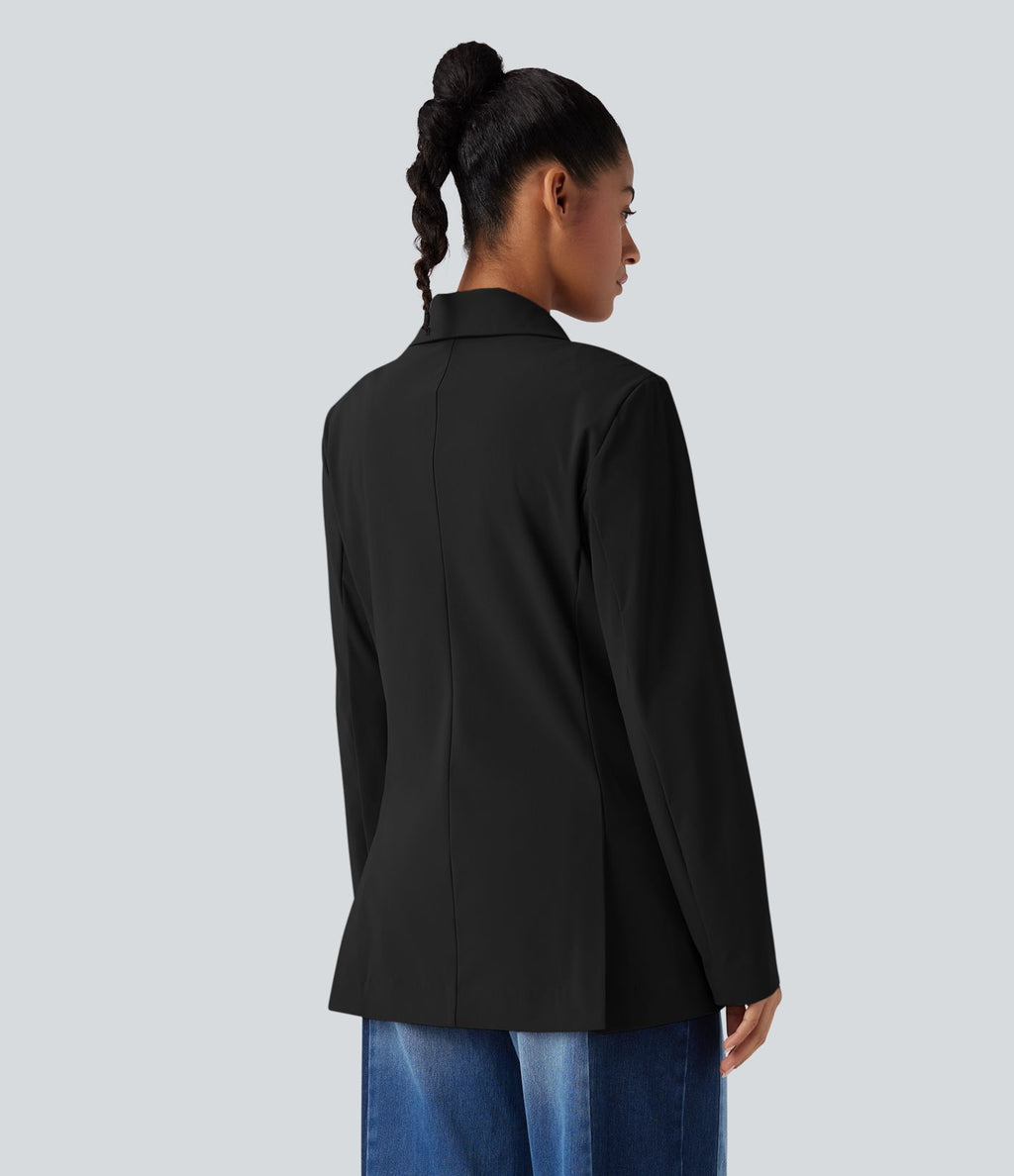 Blazer de travail anti-froissage à col cranté et manches longues avec poches