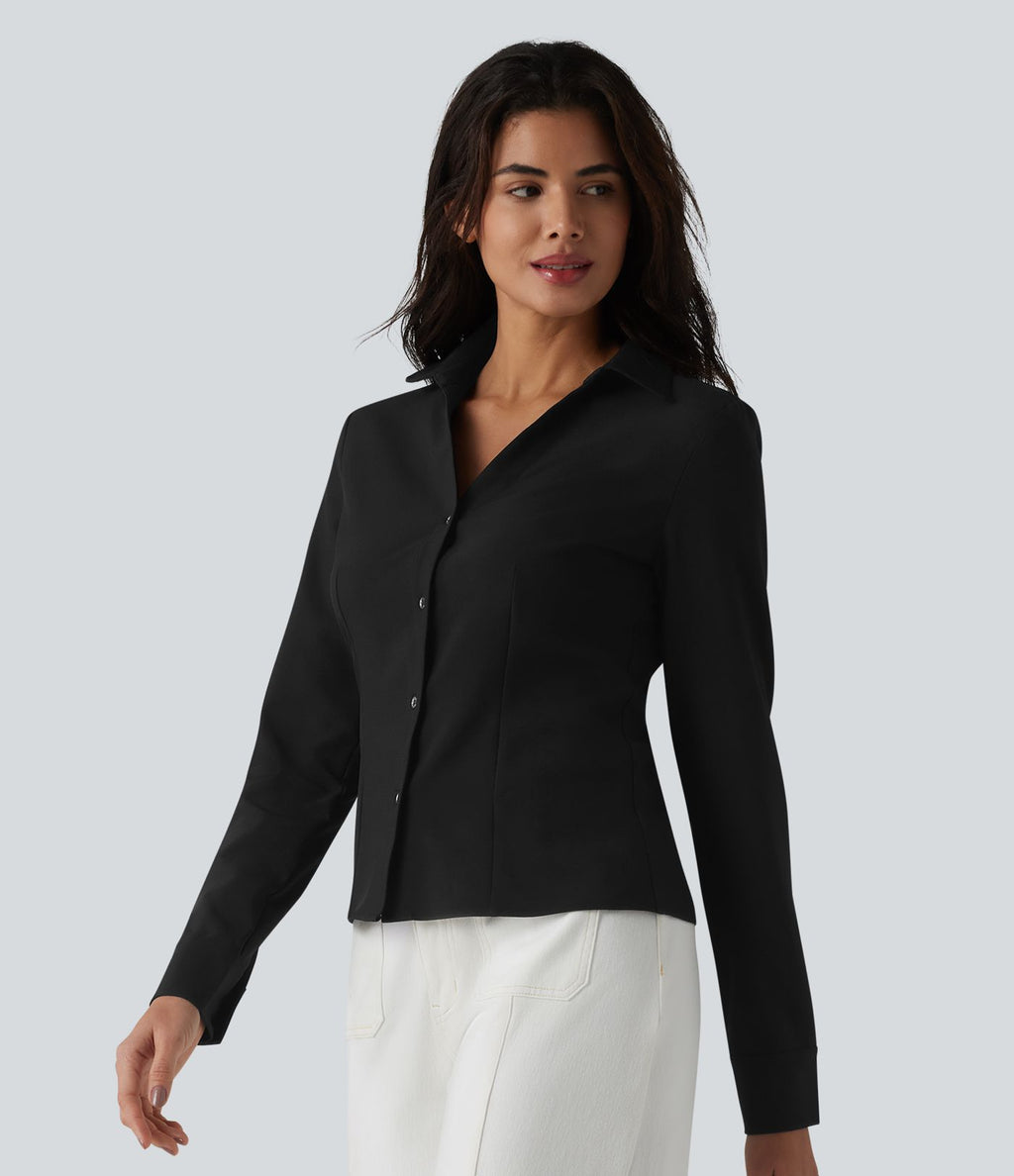 Chemise tailleur à col et manches longues avec braguette boutonnée