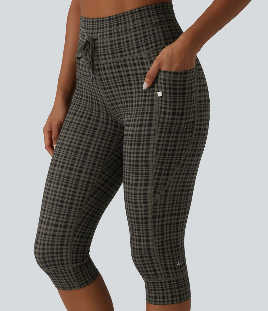 Legging de yoga Halara UltraSculpt™ à carreaux, taille haute, cordon de serrage et poches