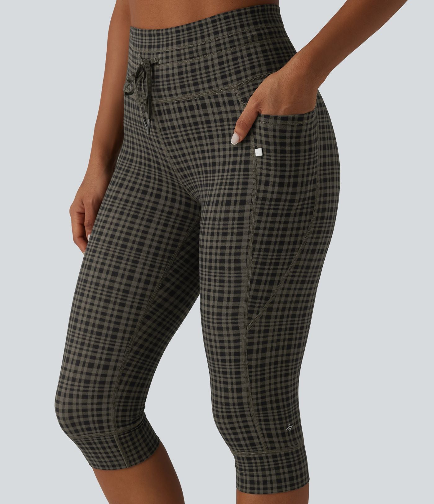 Legging de yoga Halara UltraSculpt™ à carreaux, taille haute, cordon de serrage et poches