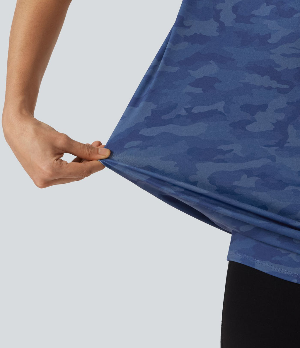 Débardeur de sport col rond à imprimé camouflage