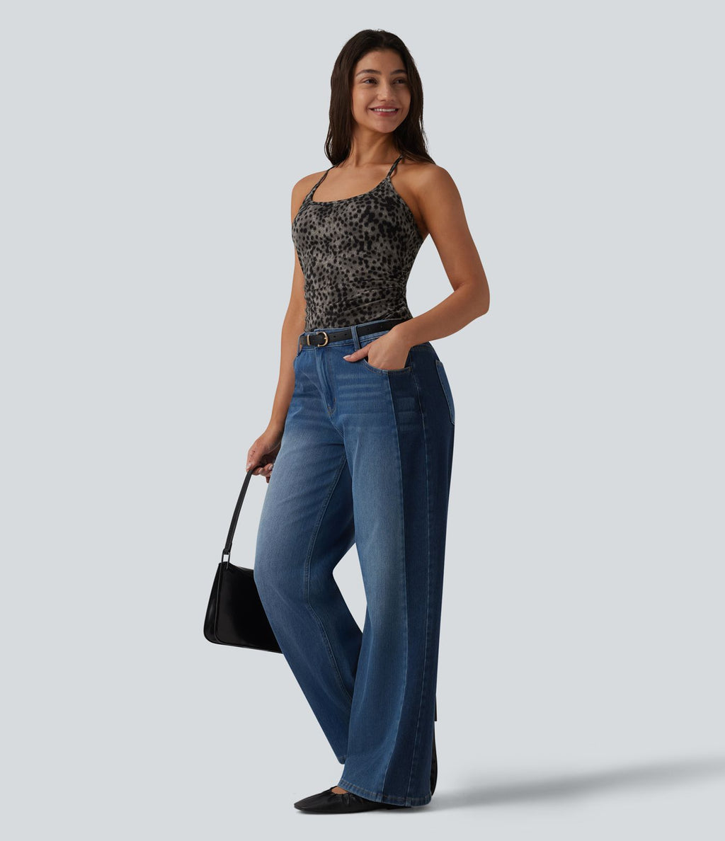 Débardeur casual dos nageur imprimé léopard avec soutien-gorge intégré