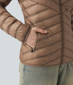 Veste casual compactable en duvet synthétique zippée à col montant et manches longues avec poches