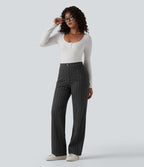 Pantalon tailleur Halara Flex™ à carreaux taille haute coupe droite avec poches