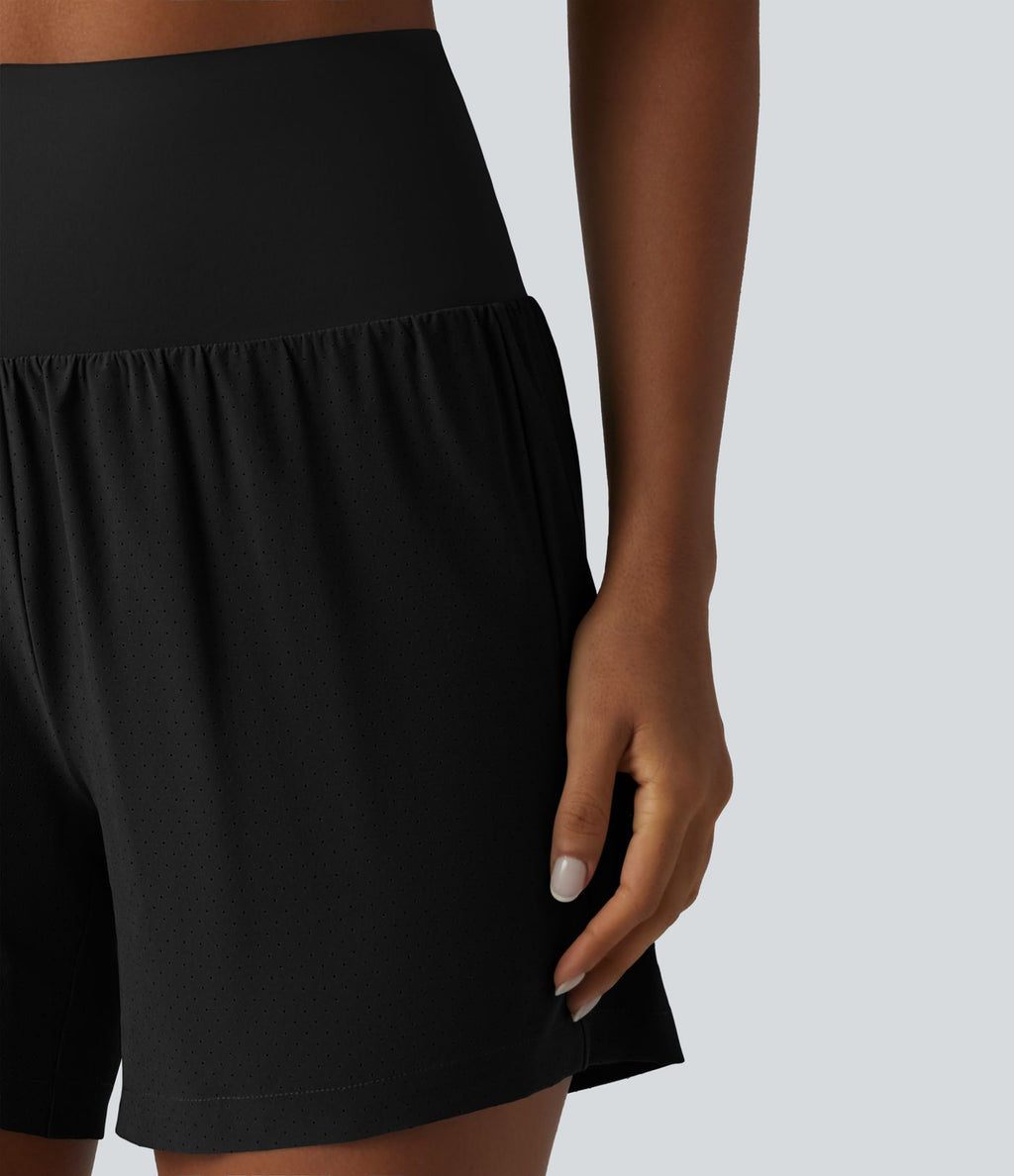 Short de yoga 2 en 1 taille très haute ventre plat séchage rapide 12,5 cm avec poches