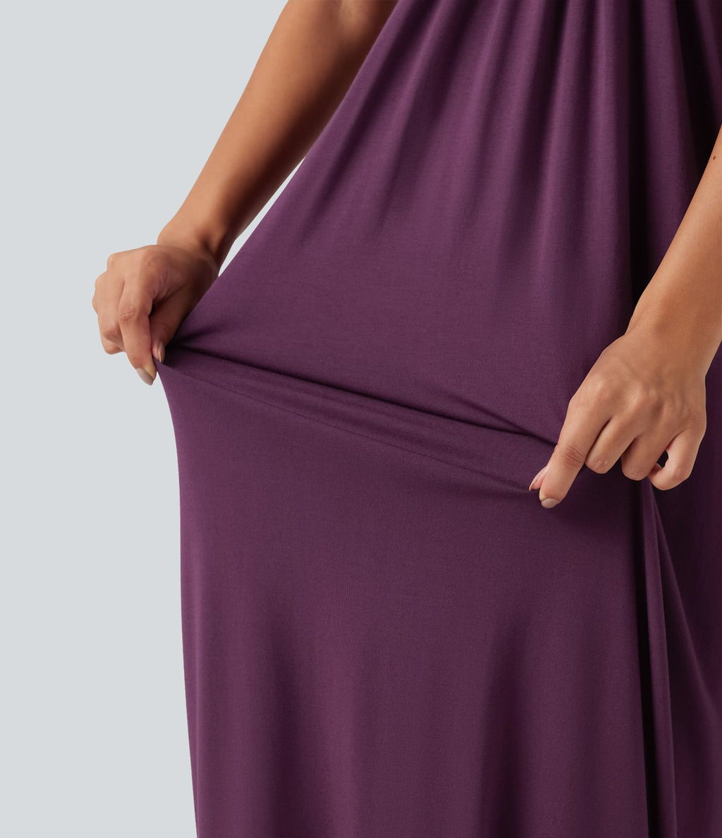 Robe longue dos-nu à nouer avec soutien-gorge intégré et poches, bonnets DD à F