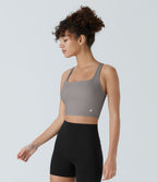 Débardeur yoga court SoftlyZero™ Airy col carré dos nu bretelles croisées effet frais InstantCool, bonnets A-C, protection solaire UPF50+
